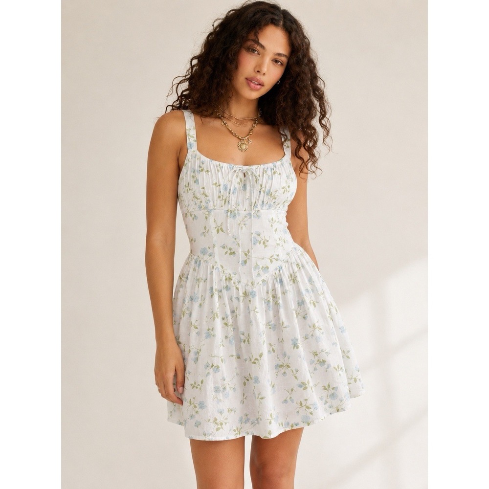 American Eagle Milkmaid Prairie Mini Dress Dainty Romantic Cottagecore S